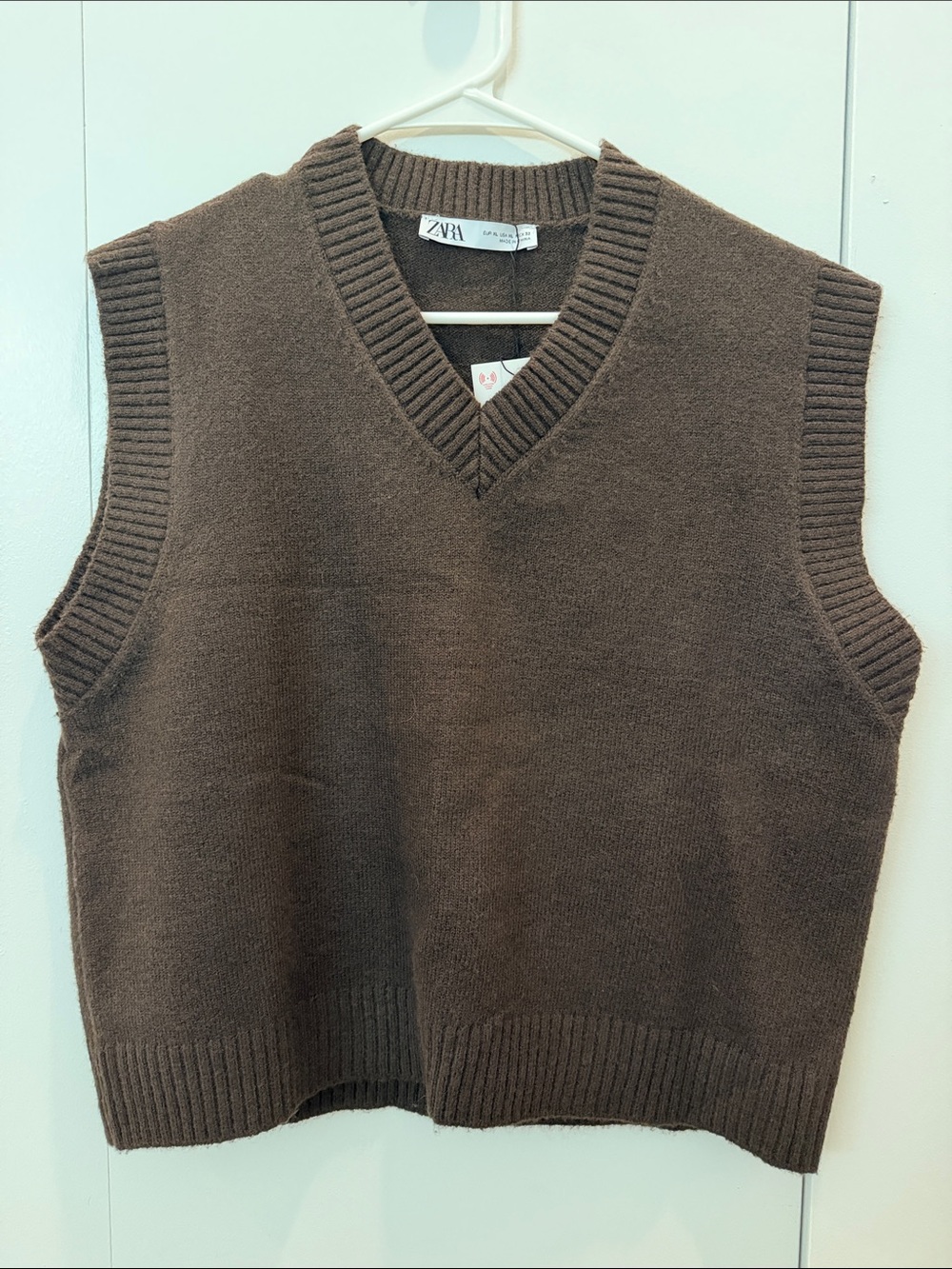 Zara Brown V-Neck Knit Sweater Vest